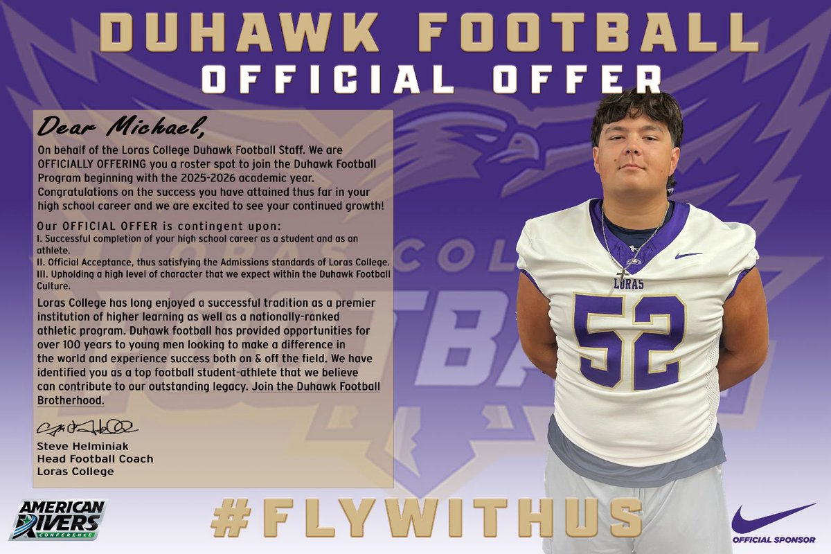 MichaelDrain18's tweet photo. #AGTG After a great visit and talk with the coaches, I am blessed to receive my first offer from @LorasCollegeFB! @PSHScougarFB @PSHS_Athletics @CoachDeLange @FISTFootball @CoachSaboFIST @PrepRedzoneIL https://t.co/fjbtsJtypw