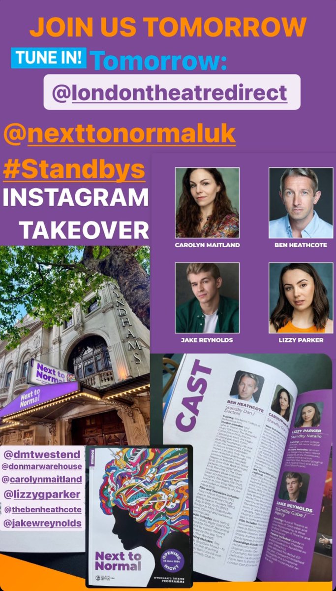 Carolyn Maitland (@carolynmaitland) on Twitter photo JOIN me and my NEXT TO NORMAL standby family as we #InstagramTakeover LONDON THEATRE DIRECT <a href="/theatre_direct/">London Theatre Direct</a> for Tomorrow’s two Saturday shows. Come armed with your questions: What would you like to know? See? JOIN me and my NEXT TO NORMAL standby family as we #InstagramTakeover LONDON THEATRE DIRECT <a href="/theatre_direct/">London Theatre Direct</a> for Tomorrow’s two Saturday shows. Come armed with your questions: What would you like to know? See?