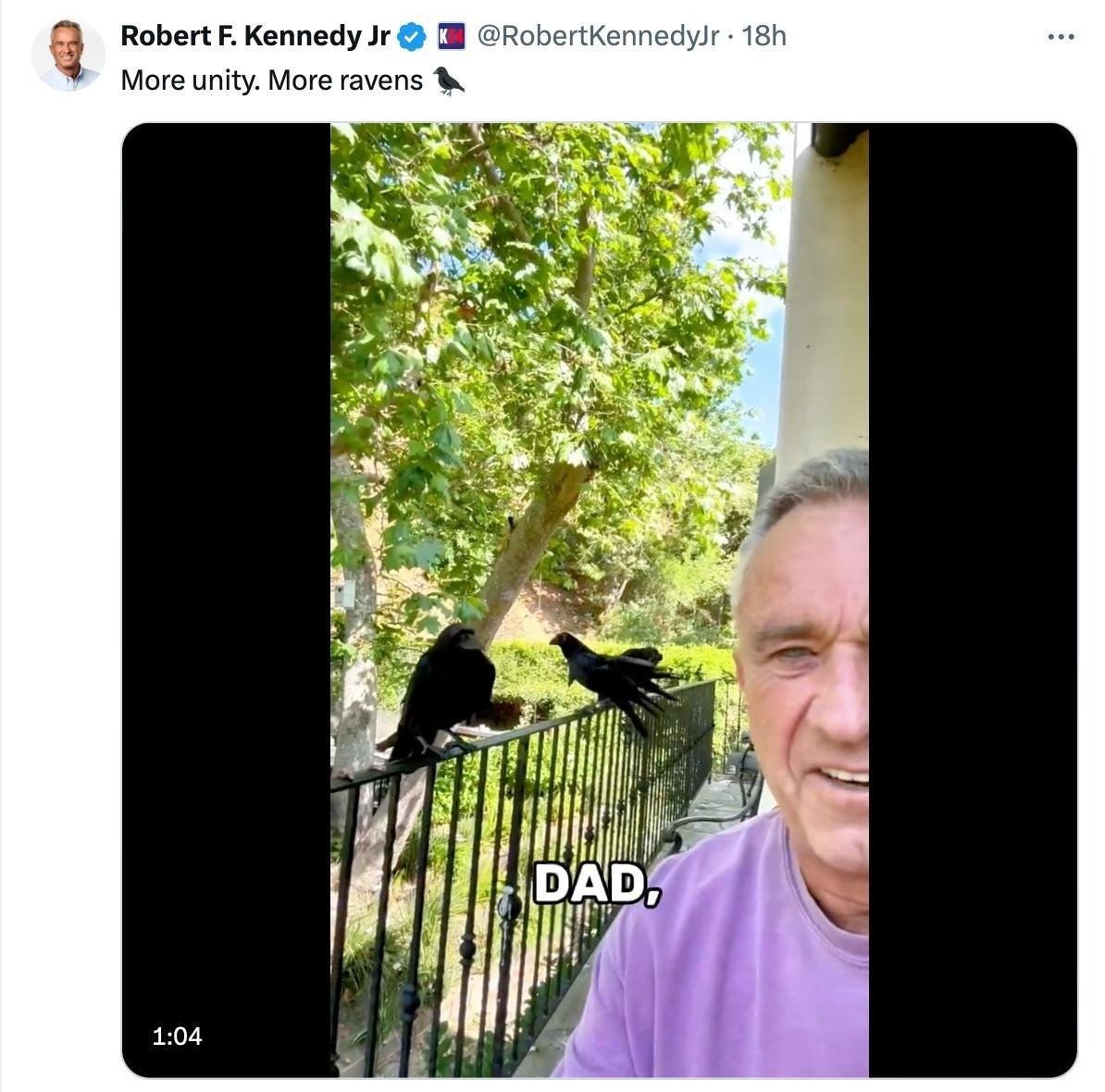 realRFKJr's tweet image. Quick recap of @RobertKennedyJr's week:

- Cancelled all of his campaign events
- Met with Donald Trump at the RNC
- Had dinner with Tucker Carlson
- Agreed with Trump saying “We’re gonna win.”
- Went to the gym in jeans
- Posted about his ravens again