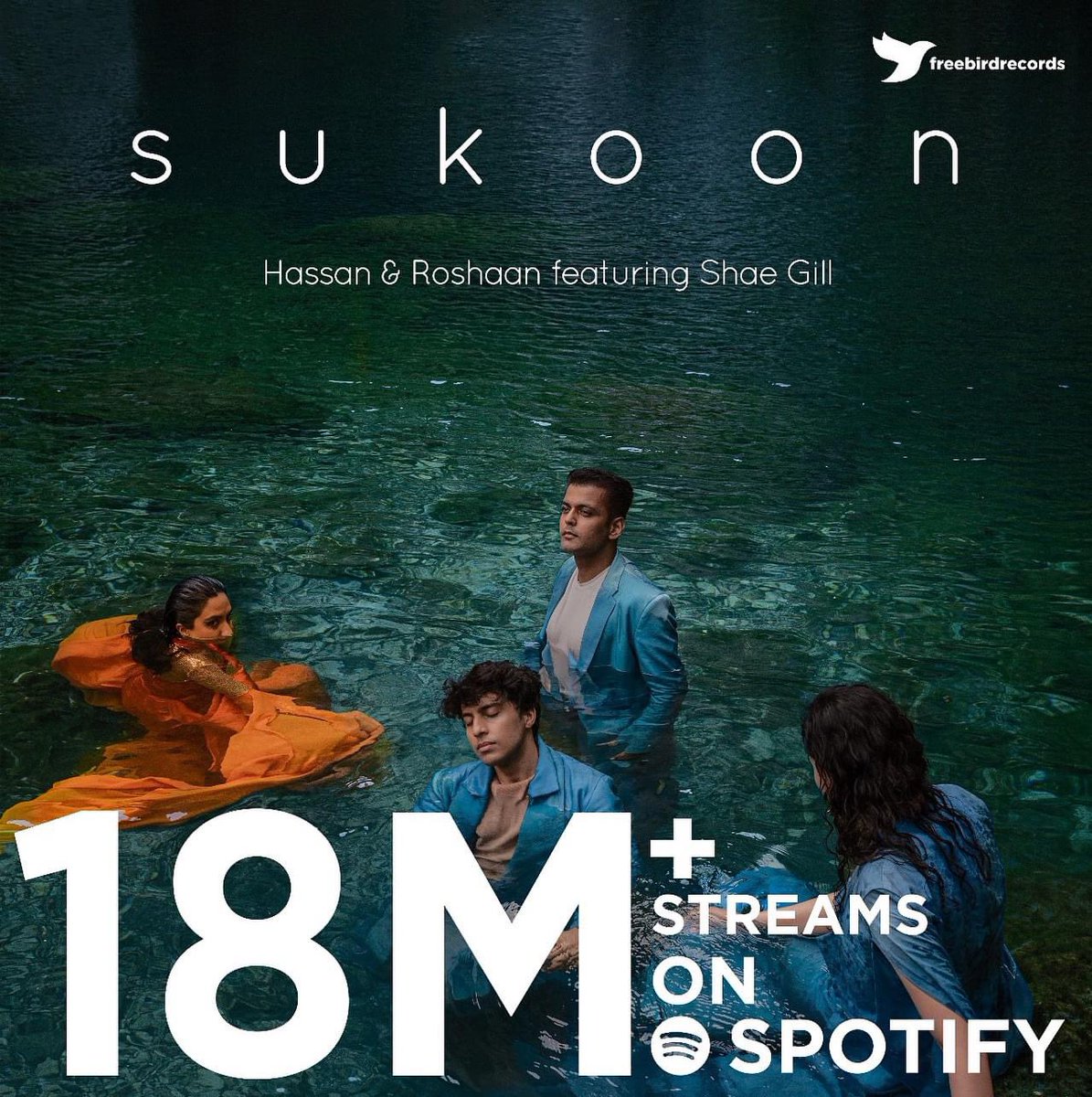 18 million streams and counting! 🎶

Thank you all for making ‘Sukoon’ by Hassan &amp; Roshaan ft. Shae Gill such a hit on Spotify! Let’s keep the music playing. 🎧🔥 

#freebirdmusic #freebirdrecords #hassanandroshaan #shaegill #sukoon #groovewithus