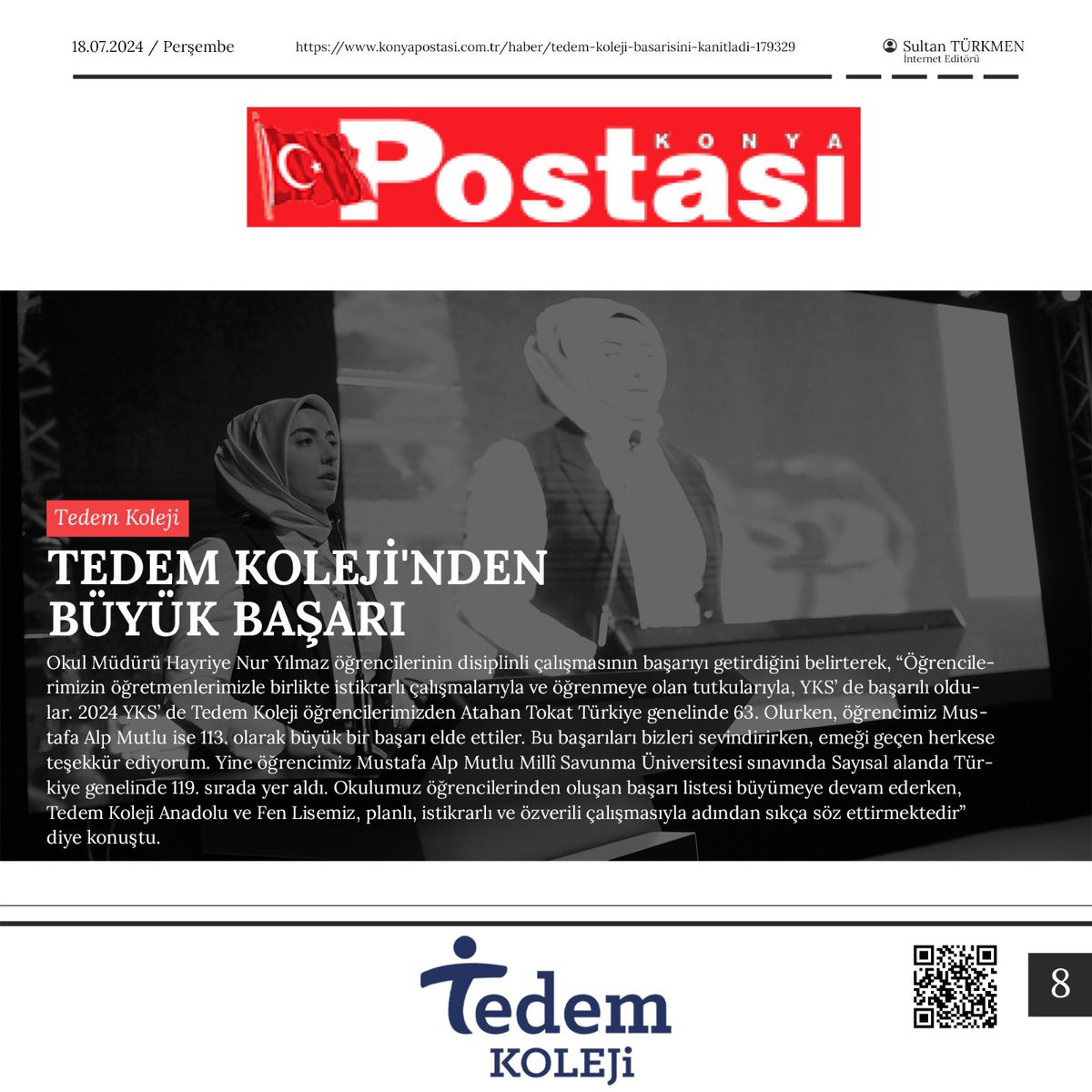 KonyaTedem's tweet photo. Basında Tedem Koleji Anadolu ve Fen Lisesi 🗞️🎥🎤

"Geleceğin liderlerini yetiştiriyoruz! 🌟 Tedem Koleji Anadolu ve Fen Lisesi'nde öğrencilerimiz başarıya giden yolda adım adım ilerliyor. #İlhamVer #TedemKoleji" https://t.co/W8mmNaFbNs