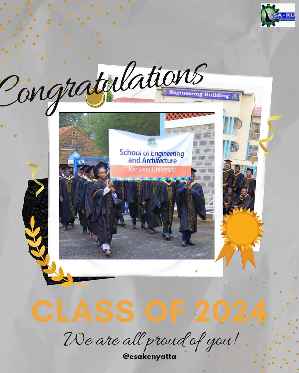 Congratulations to our graduates 🥳 Your hard work, dedication, and perseverance have paid off. This is just the beginning of many great achievements to come. Wishing you all the best in your future endeavors😊
#KenyattaUniversity 
#GRADUATION 
#Engineering