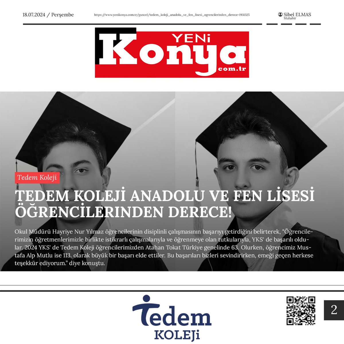 KonyaTedem's tweet photo. Basında Tedem Koleji Anadolu ve Fen Lisesi 🗞️🎥🎤

"Geleceğin liderlerini yetiştiriyoruz! 🌟 Tedem Koleji Anadolu ve Fen Lisesi'nde öğrencilerimiz başarıya giden yolda adım adım ilerliyor. #İlhamVer #TedemKoleji" https://t.co/X1V3InTcHH