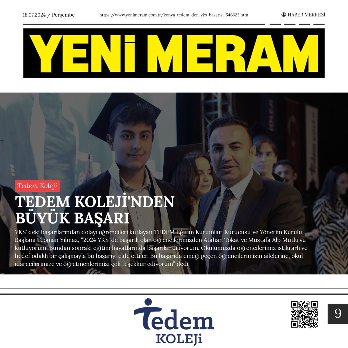 Basında Tedem Koleji Anadolu ve Fen Lisesi 🗞️🎥🎤

"Geleceğin liderlerini yetiştiriyoruz! 🌟 Tedem Koleji Anadolu ve Fen Lisesi'nde öğrencilerimiz başarıya giden yolda adım adım ilerliyor. #İlhamVer #TedemKoleji"