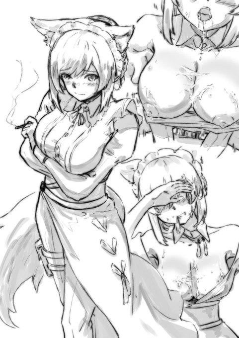 さしぶりのろのさんの絵です 
「たたかうのメイド?」 
メイド服、可愛いです!
 #狼ノ絵 