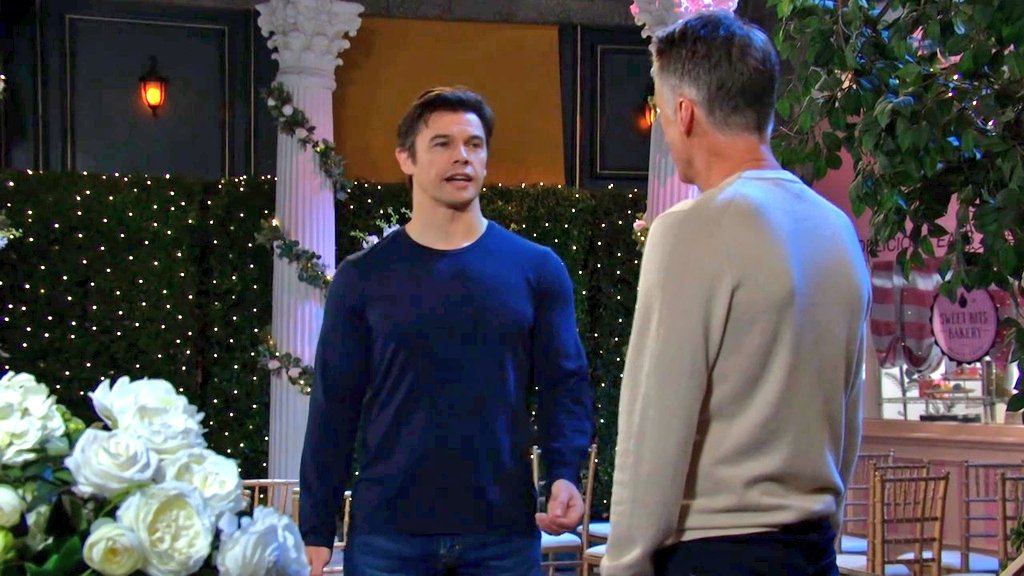 brianne1017's tweet photo. Jack reminds Xander that he stole Abigail's legacy away from her. Xander seems genuinely sorry about it, but Jack won't let him get a word in. "I hope this double wedding goes better than your last one." #Days #Xack #XackAttack @PaulTelfer @matthew_ashford https://t.co/0oaPlpFyPL