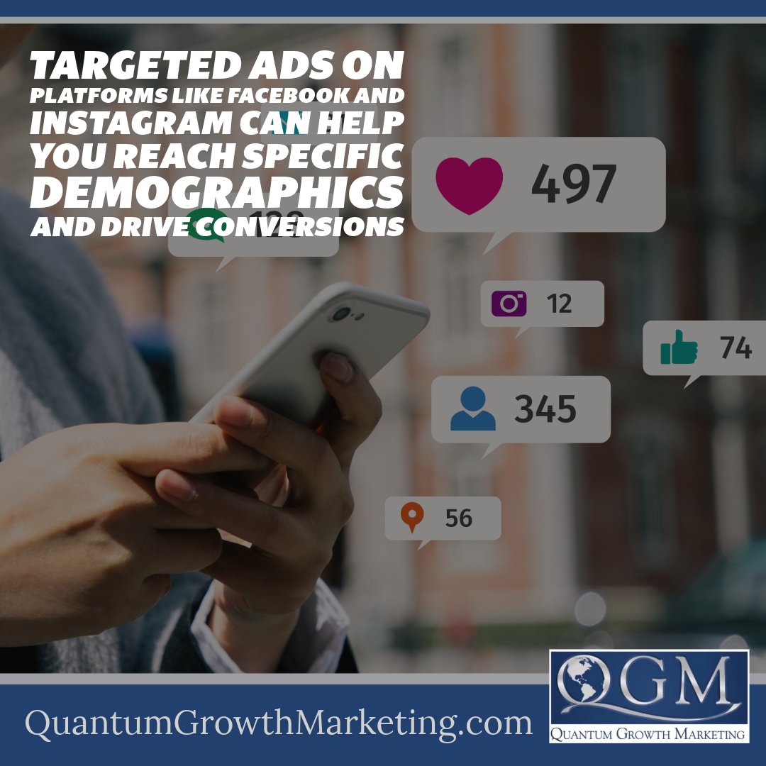 dutton3's tweet image. 🎯 Leverage social media advertising!

Targeted ads on platforms like Facebook and Instagram can help you reach specific demographics and drive conversions.

The Best Digital Marketing Agency: quantumgrowthmarketing.com

#SocialMediaAds #TargetedMarketing #ConversionBoost