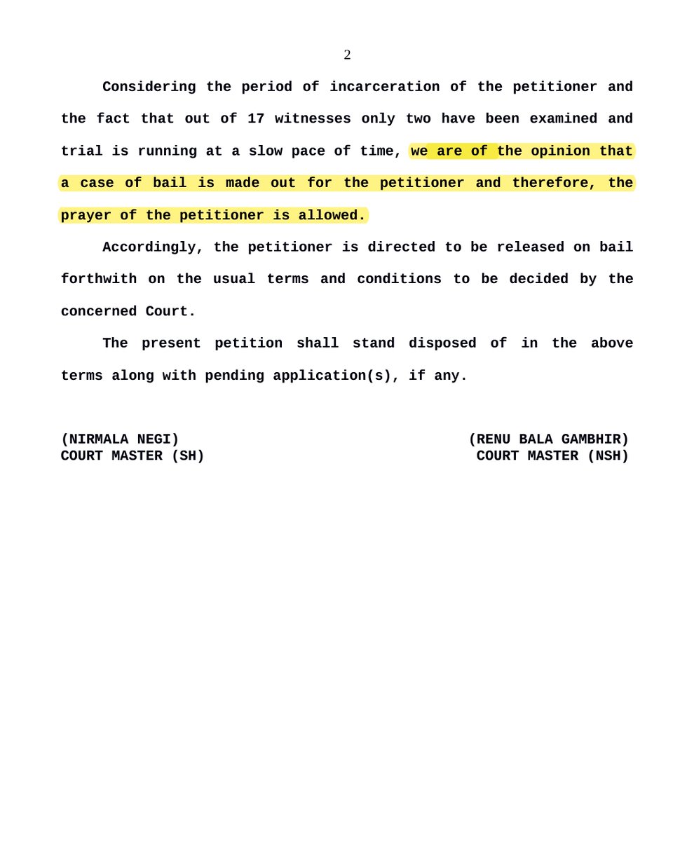 ShyamMa50443572's tweet image. #supremecourtofindia 
#OrissaHighCourt 
#regularbail 
FROM Hon'ble Supreme court in NDPS matter.