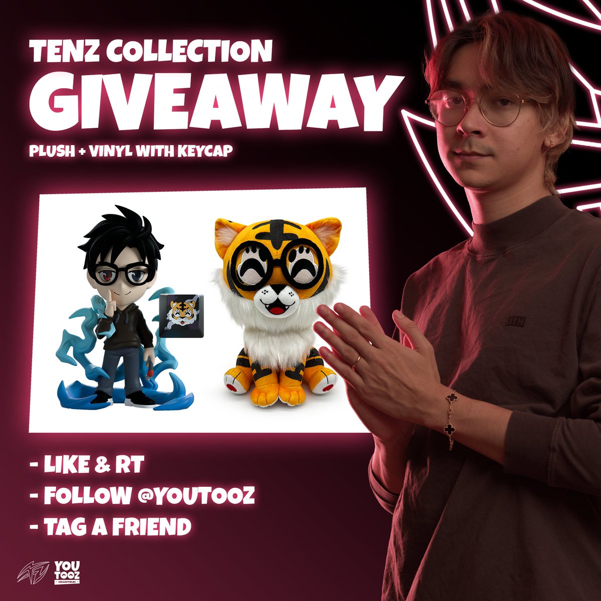 To kick off my collab with <a href="/youtooz/">youtooz</a>, I'm giving away my entire collection (plushie, figure and keycap) to 3 of you!

To enter:
- Like &amp; RT
- Follow <a href="/youtooz/">youtooz</a>
- Tag a friend

Ends July 22nd, GL 😎