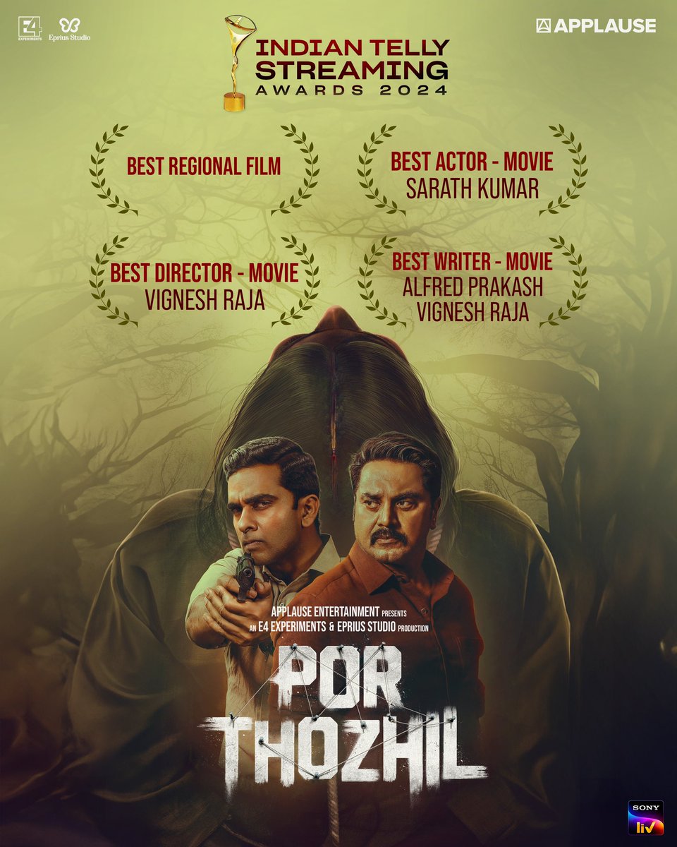 ApplauseSocial's tweet image. Applause wins big!🏆 
Congratulations to all the deserving winners and thank you #IndianTellyStreamingAwards2024 for the honour! 

#Applause #TellyStreamingAwards #TellyStreamingAwards2024 #PorThozhil #Scam2003