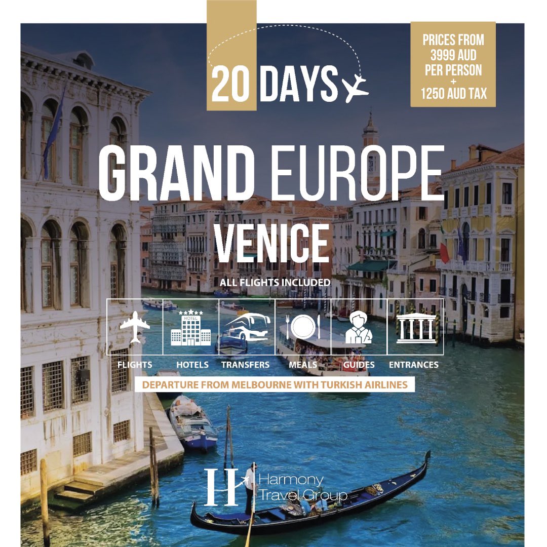 Are you ready to fall under the spell of Venice? 🤩 

Book now for limited spaces! 🗺️

📞 +61 (0) 407 256 788