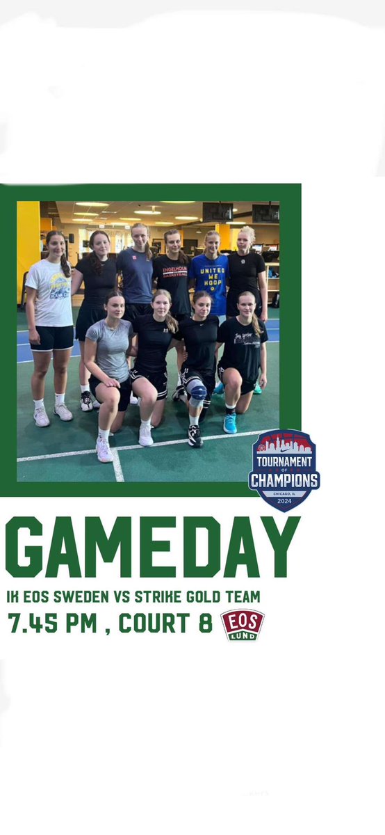 GAME TIME!! We are excited to play our first game in Nike Tournament of champions. Come watch us play! Go Ik Eos💚