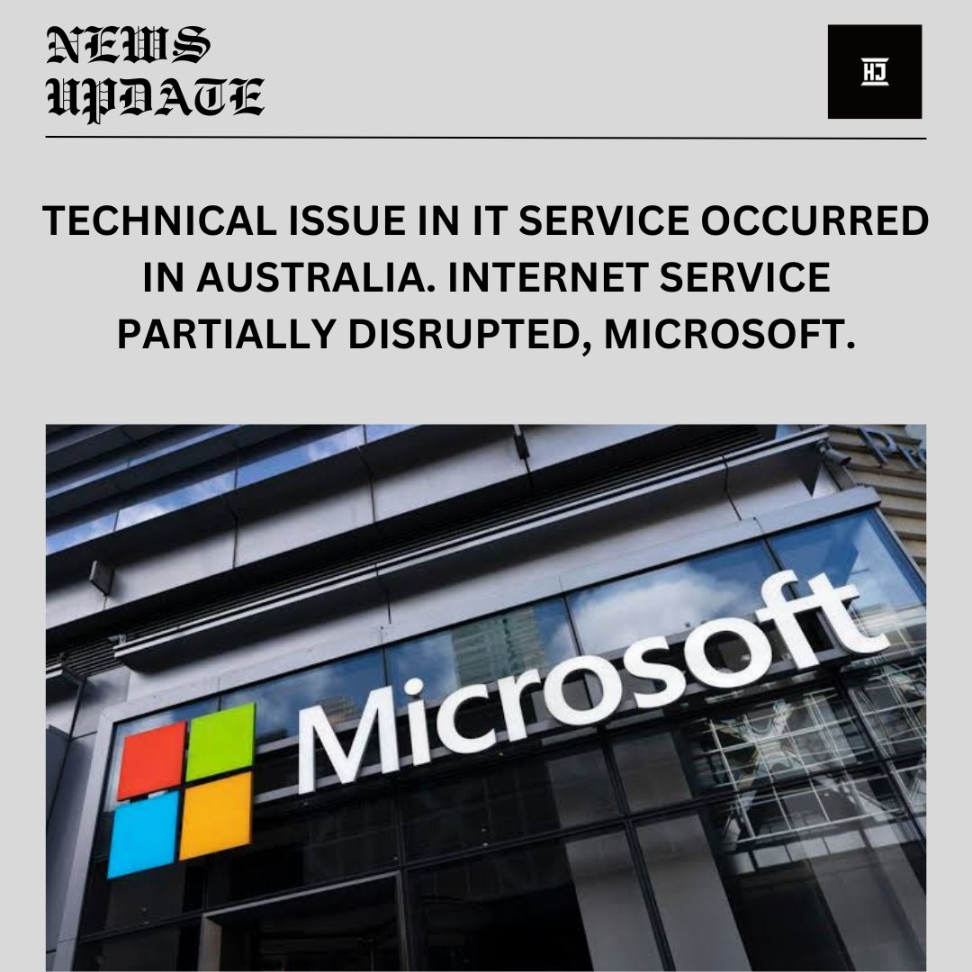 daily_the5381's tweet image. TECHNICAL ISSUE IN IT SERVICE OCCURRED IN AUSTRALIA. INTERNET SERVICE PARTIALLY DISRUPTED, MICROSOFT.
#Australia #ITIssue #InternetDisruption #Microsoft #TechnicalIssue #PartialOutage