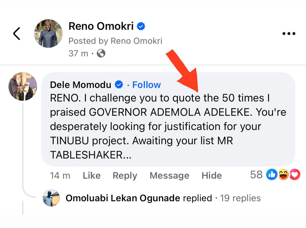 renoomokri's tweet photo. Dear Egbon Dele Momodu,

Haba, egbon! Please go through your Instagram posts. Your social media is virtually a shrine to Governor Adeleke. It is beneath you to deny it. This is a notorious fact! 

Please, egbon, I make this an open challenge. If you have not used your social media profiles to praise Governor Adeleke at least fifty times, then take me to court! I will meet you there with documents. I am nothing if not a meticulous record keeper! 

Even your own followers know this is a fact. But please, take me up on my challenge. 

And what Tinubu project will I be looking for again? I live in a house that is worth almost $1 million. I bought another house worth nearly $1 million and gave it to my children through their mother in a trust. In a year, you yourself see me traveling to over 30 countries, either First Class or Business Class. 

In my travels, I was received back-to-back by two consecutive British Prime Ministers, a Canadian Prime Minister and a Spanish Prime Minister. I was received in Iceland by their Minister for Tourism. 

What can President Tinubu give me that I do not already have? Please make a more believable accusation. 

Thanks again, and may God bless you. 

#TableShaker
