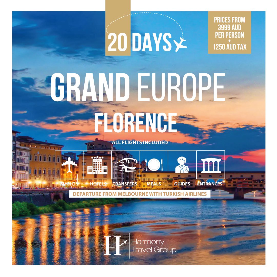 If you want to fall under the spell of Florence, you should try one of the tours offered by Harmony Travel Group. You will discover the city's history, art and Italian lifestyle at its best! ✨

#florence #italy #travel #harmonytravelgroup #tour #renaissance #art #culture