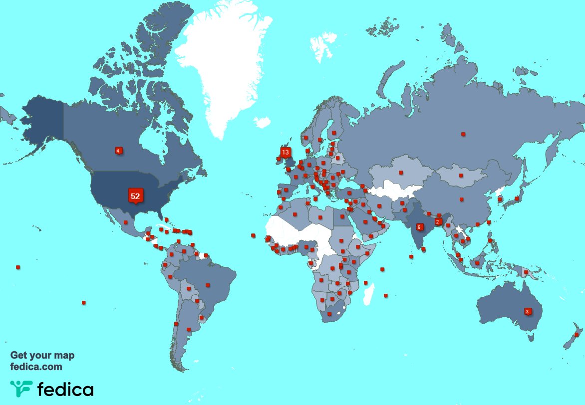 I have 8 new followers from India, and more last week. See fedica.com/!ChristinaPBoo…