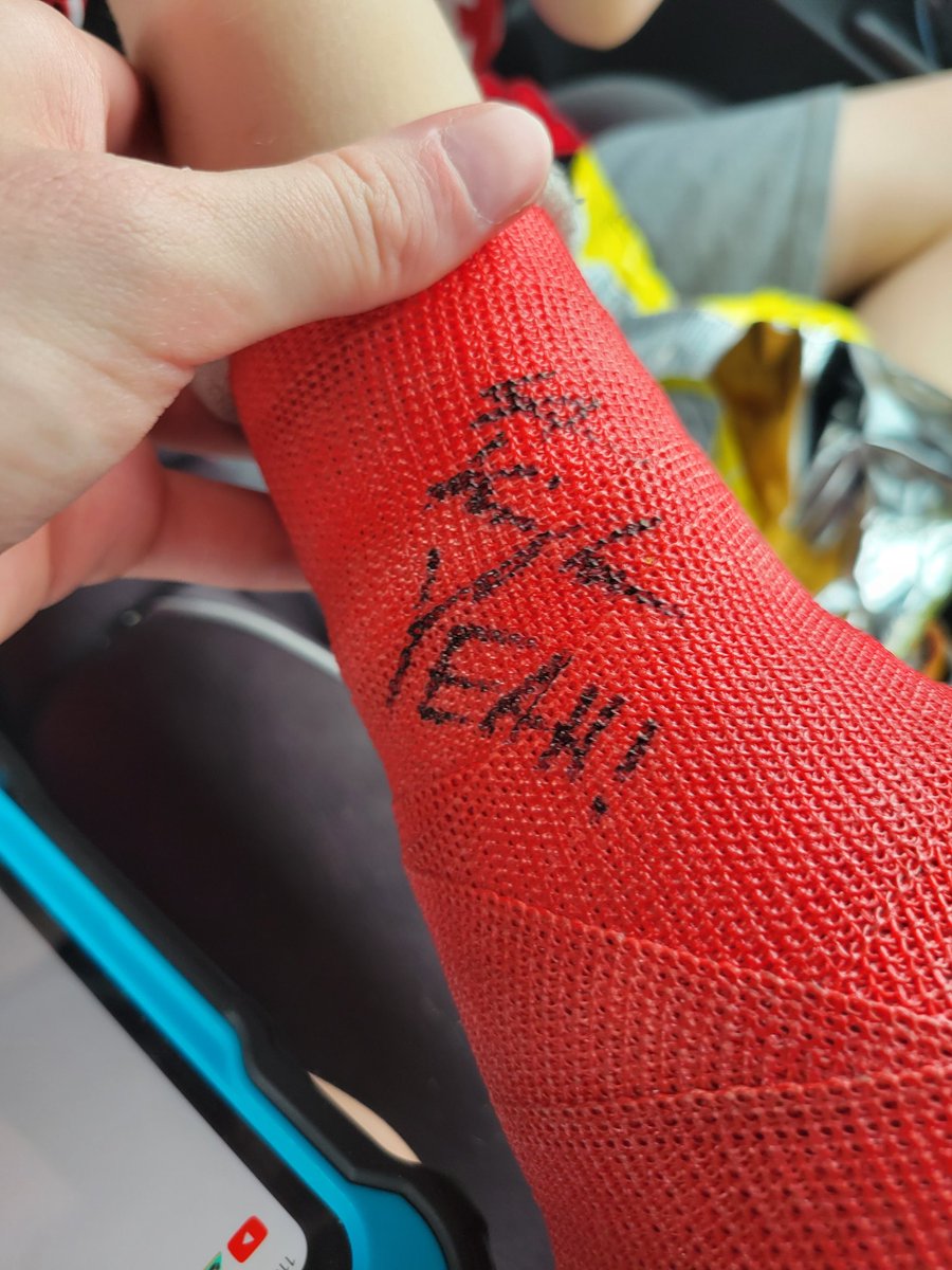 BiggerMegan's tweet photo. We are here in Omaha for Friday Night Smackdown! Did the meet and greet this morning with @RealLAKnight and he even signed Kanens cast! Hopefully we can get @CodyRhodes to sign it as well?? ❤️🥹 #WWEOMAHA #SmackDown    @WWE https://t.co/2uBOas5e9N