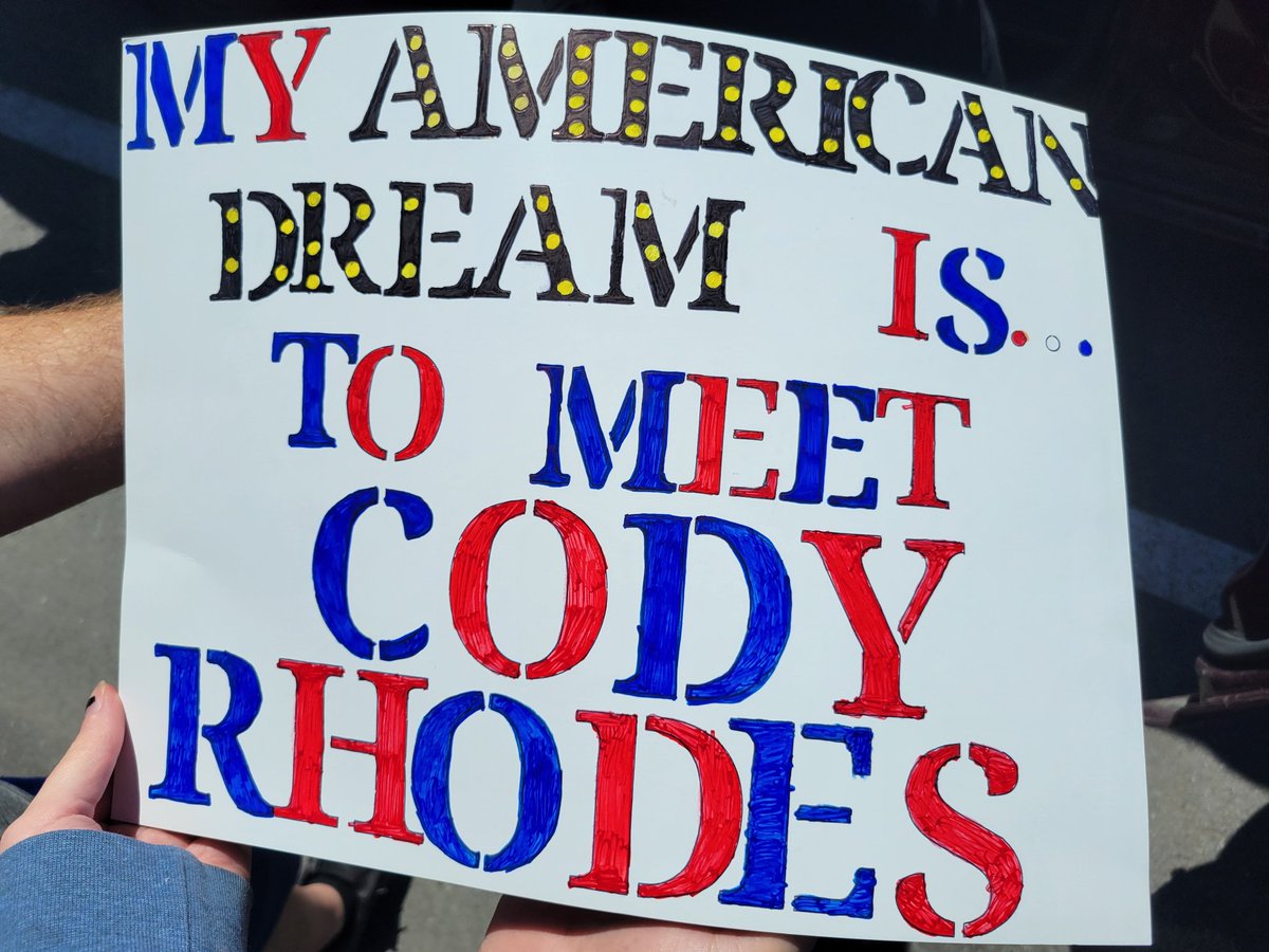 BiggerMegan's tweet photo. We are here in Omaha for Friday Night Smackdown! Did the meet and greet this morning with @RealLAKnight and he even signed Kanens cast! Hopefully we can get @CodyRhodes to sign it as well?? ❤️🥹 #WWEOMAHA #SmackDown    @WWE https://t.co/2uBOas5e9N