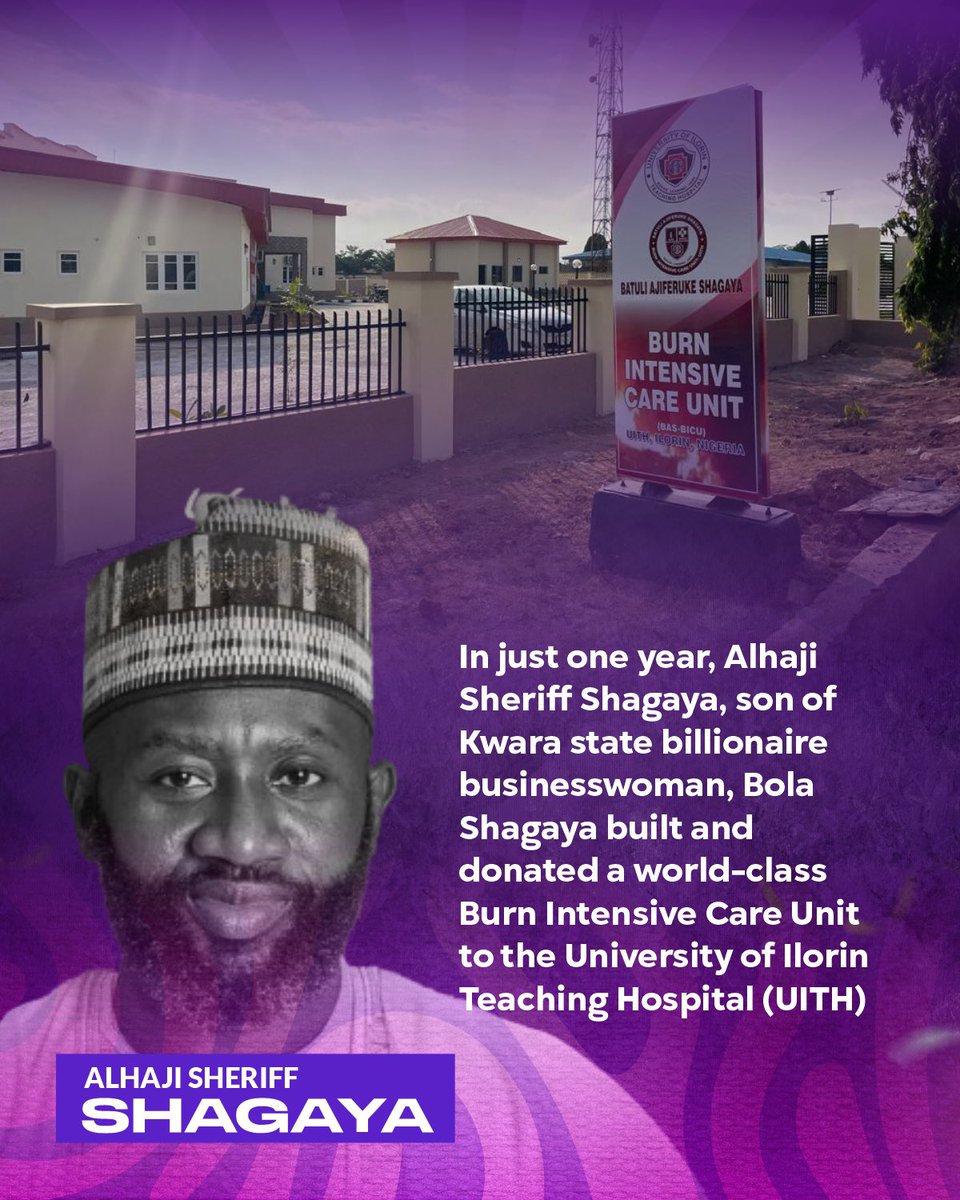 InsideIlorin_NG's tweet photo. In just one year, Alhaji Sheriff Shagaya donated a state-of-the-art Burn Intensive Care Unit to UITH Ilorin!
The BAS-BICU features 10 ICU rooms, 2 operating theatres, and cutting-edge lab services. A gift of hope and healing for burn victims.
#KwaraFirst https://t.co/sQhWEbAMiN