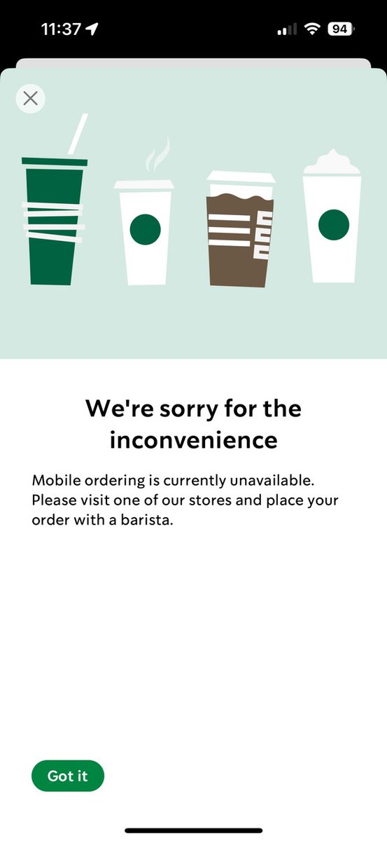 Most consumer services from banking to shopping are back up and running. The one exception is Starbucks whose app is still down but but appears to be taking orders in-store without incident.
