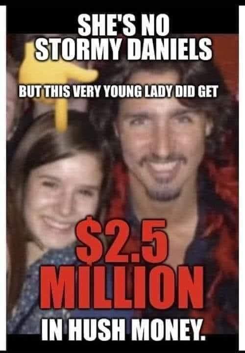 jordan48328012's tweet photo. I wonder how many people here in my country actually know about this scandal and the hush money scumbag Justin Trudeau paid for this minor??
Who gives a fuck what Trump did with his money with a ADULT, it’s his private life…
#TrudeauHushMoney
#TrudeauPOS https://t.co/og8IHhTym7
