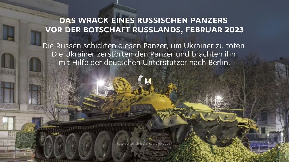 Makeiev's tweet photo. Ukrainerinnen und Ukrainer erkämpfen Frieden für die Ukraine. Und sichern Frieden für Europa.

Das erfordert Mut. 

Von den deutschen Friedenstauben erwarte ich eine klare Haltung — nämlich vor der russischen Botschaft den Truppenabzug zu fordern.

Das erfordert Moral. 

/ENDE https://t.co/nK7h5ykuZ9