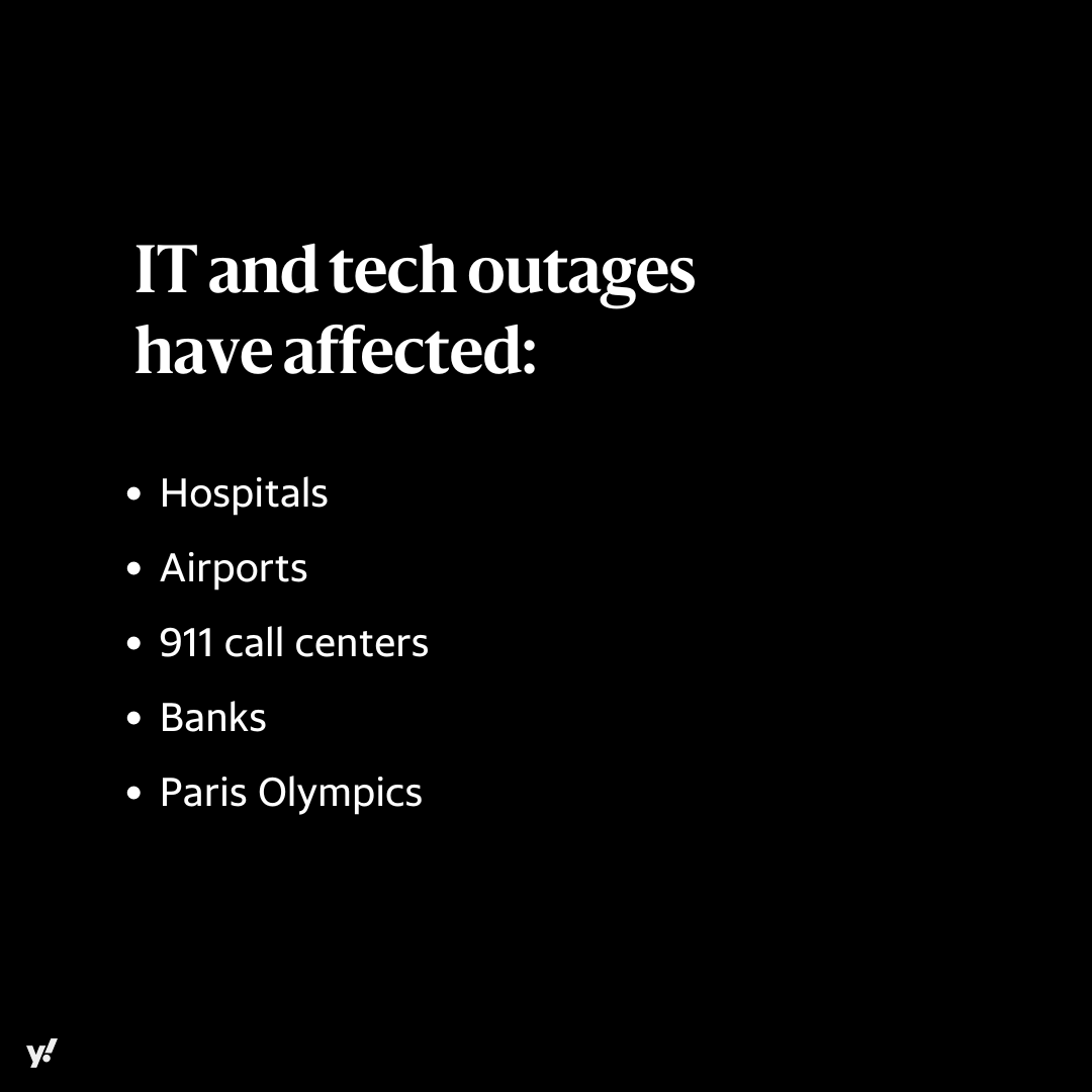 YahooNews's tweet photo. A massive tech outage has hit global computer systems, affecting airlines, hospitals, 911 call centers, banks and other businesses. Large companies cannot automate reboots, leading to prolonged fixes by experts.

Here's what you need to know.  https://t.co/6VOIymALnz https://t.co/EtprFz3Kbe