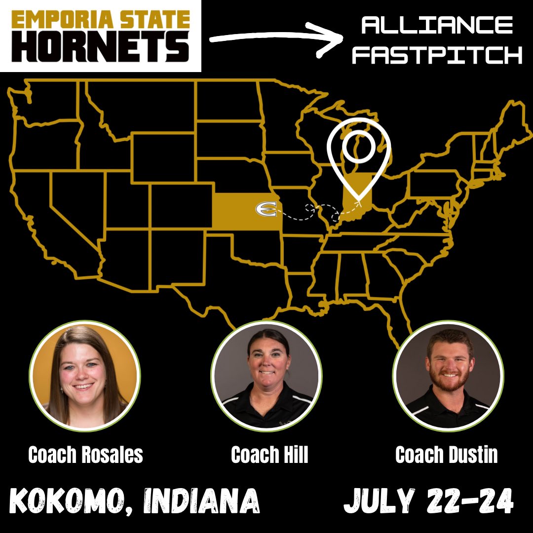 Can’t wait to find future Hornets at Alliance Fastpitch in Indiana!!!! 

⬇️ Drop those schedules below ⬇️

#StingersUp 🐝