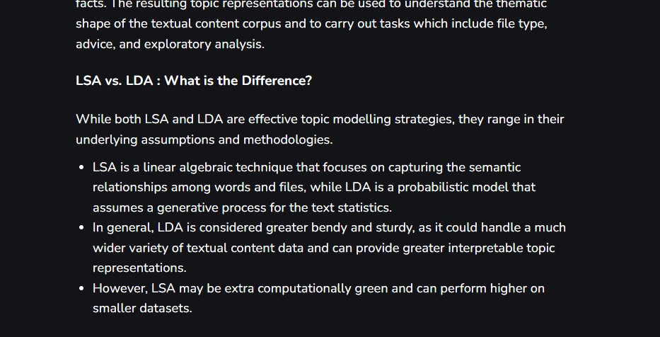 ZERG220145's tweet photo. #LSPPDay49 
Continued my exploration of Topic Modeling today. I delved into its types: LSA (Latent Semantic Analysis) and LDA (Latent Dirichlet Allocation), and learned about their differences. 
#NLP #TopicModeling #60DaysOfLearning2024 #LearningWithLeapfrog
@lftechnology https://t.co/Q1EVLuCHy4