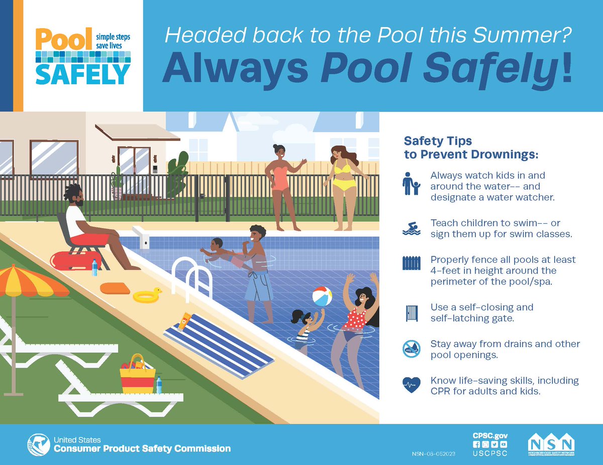 ILFireMarshal's tweet image. It might be the middle of summer and going to the pool is turning into a routine visit, but staying vigilant and knowing where your kids are at all times is very important. Keep these tips in mind to enjoy the rest of the summer safely. #poolsafetytips