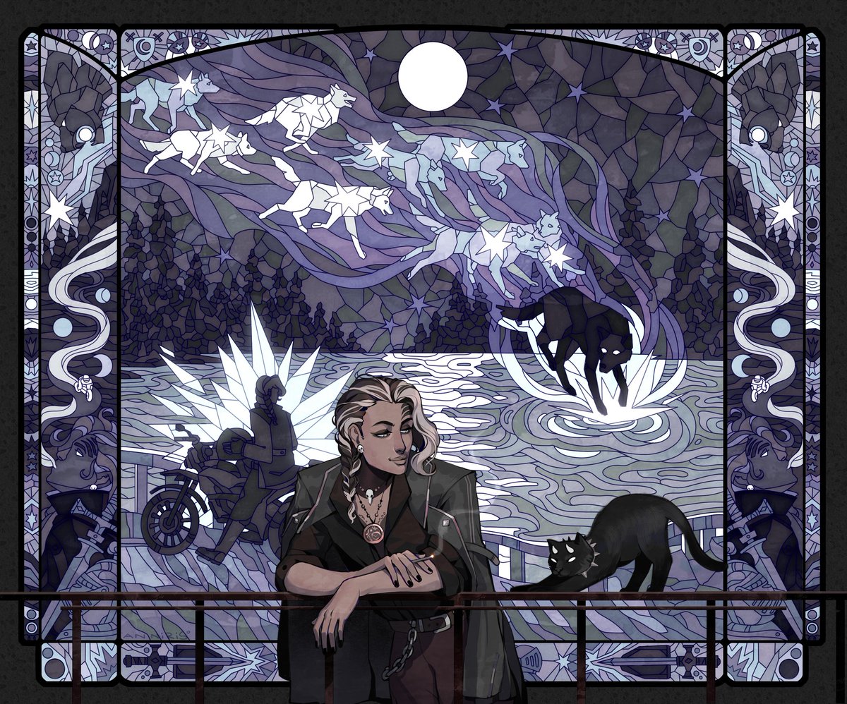 Wolf eyes glow in the smoke ☆

Aidan and his kitty for @/dustedpaths ♡