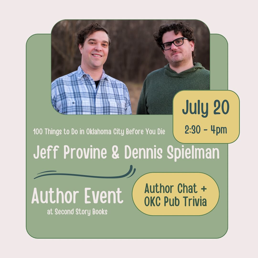 Join Jeff and I tomorrow, July 20th at Second Story Books as we talk about our book 100 Things to Do in Oklahoma City Before You Die! We’ll be sharing our favorite OKC food spots, cultural experiences, adventures, and have put together OKC-themed trivia! 

#okc #OklahomaCity