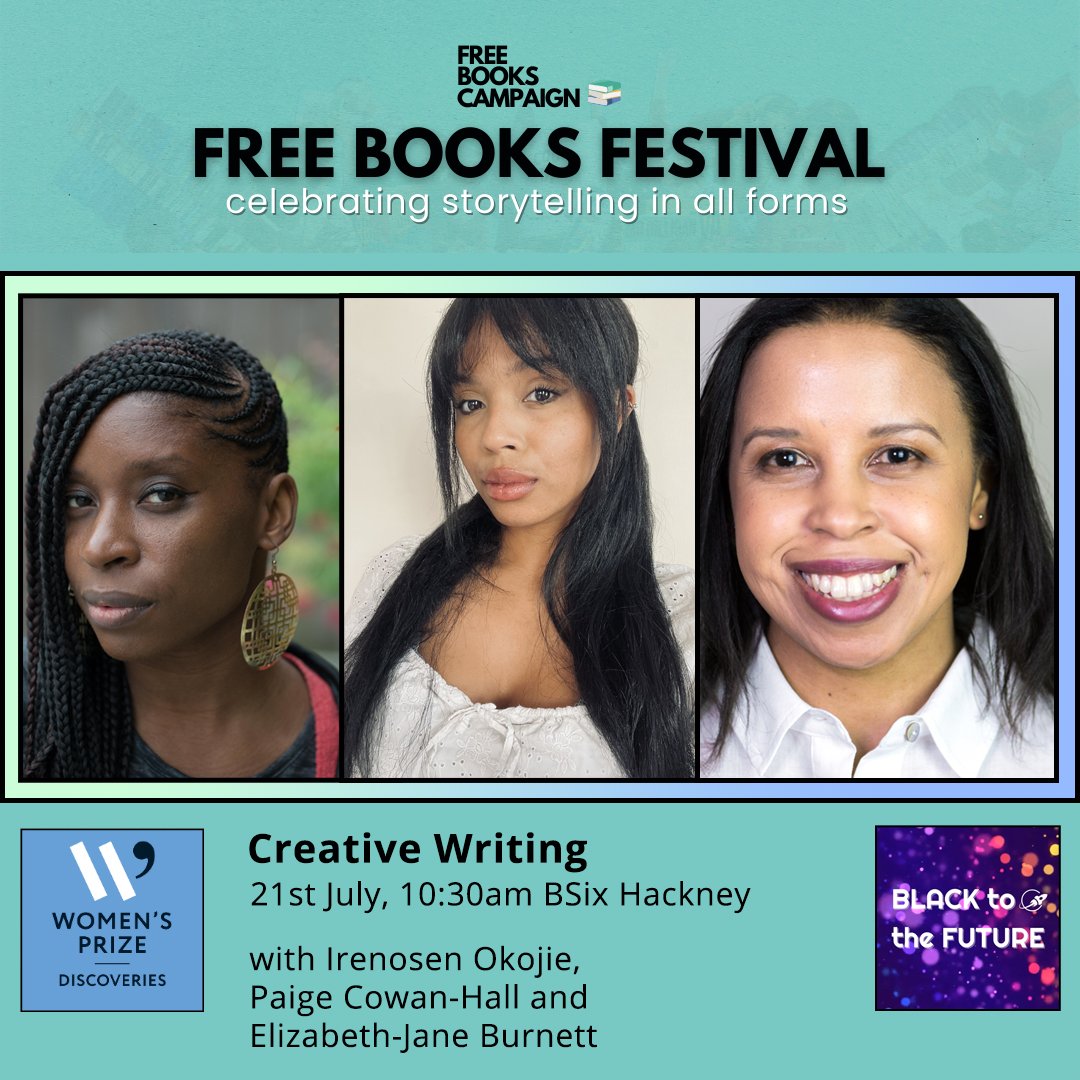 Irenosen Okojie (@irenosenokojie) on Twitter photo Looking forward to being in conversation with the brilliant Elizabeth-Jane Burnett & 2023 Discoveries Prize winner Paige Cowan-Hall on Sunday for this <a href="/WomensPrize/">Women's Prize</a> Discoveries x <a href="/BTTFspace/">Black to the Future</a> panel on creative writing. Part of Free Books Festival <a href="/BooksCampaign/">Free Books Campaign</a> Come along! Looking forward to being in conversation with the brilliant Elizabeth-Jane Burnett & 2023 Discoveries Prize winner Paige Cowan-Hall on Sunday for this <a href="/WomensPrize/">Women's Prize</a> Discoveries x <a href="/BTTFspace/">Black to the Future</a> panel on creative writing. Part of Free Books Festival <a href="/BooksCampaign/">Free Books Campaign</a> Come along!
