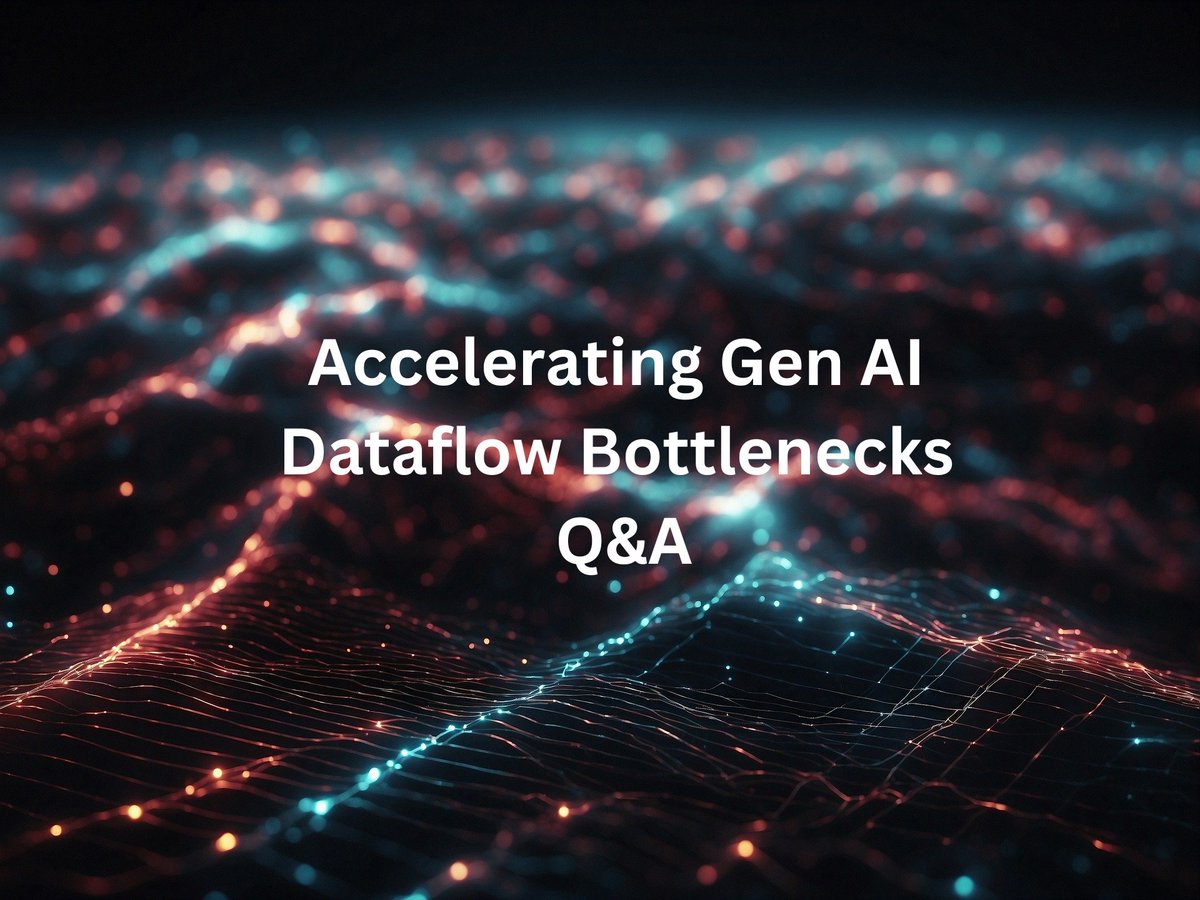 SNIADNSF's tweet photo. Get answers to questions on how dataflow bottlenecks can constrain Generative AI application performance well below optimal levels in this Q&amp;A blog from our SNIA experts https://t.co/uoDcjNczOh #AI #GenAI https://t.co/CdzFNTBhU3