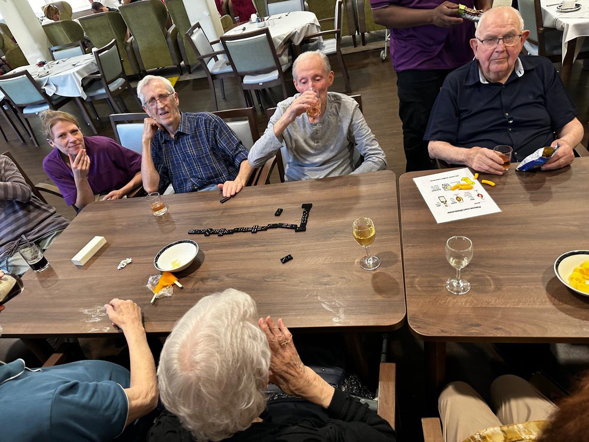 We asked the residents to drink today because of the warm weather. Does alcohol count because they were certainly working hard to stay hydrated 💦 🥃<a href="/AnchorLaterLife/">Anchor</a> <a href="/CareQualityLCC/">Care Quality Team LCC</a> <a href="/age_uk/">Age UK</a> #hydrated #water #summer