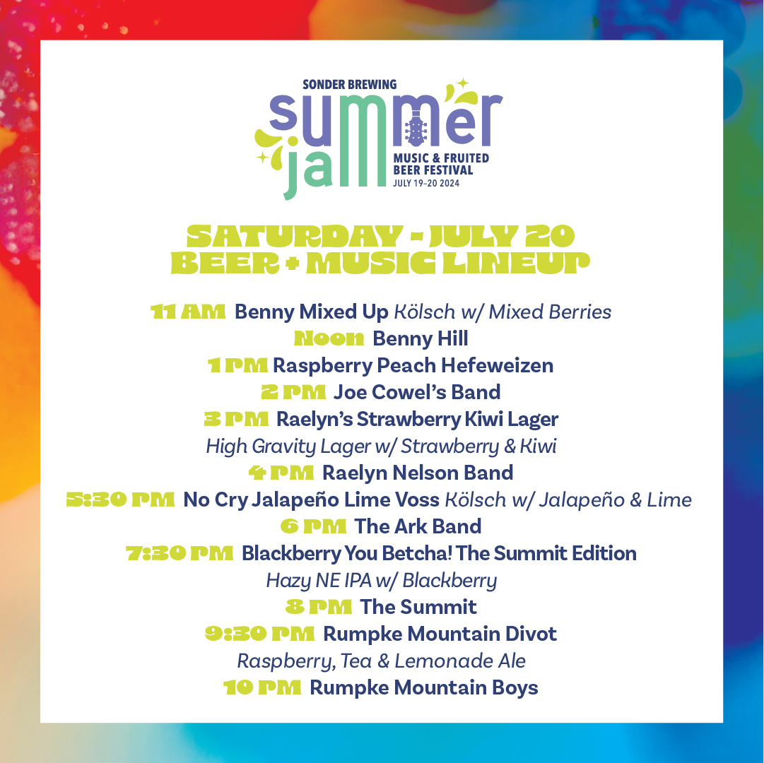 Summer Jam Music &amp; Fruited Beer Festival starts TODAY!! Join us for an amazing weekend filled with live music, fruited beers, vendors, food trucks and more! Tickets available at the door 🍻