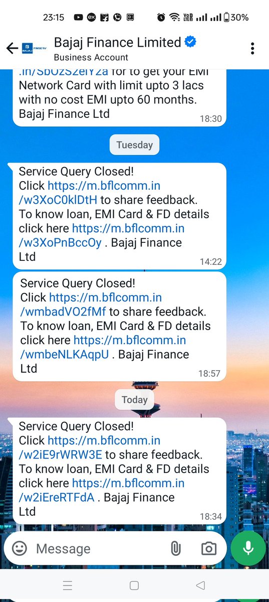 SagarPatekar1's tweet photo. @Bajaj_Finance @Bajaj_Finance I received a WhatsApp message claiming that 2nd time my service request is resolved. Could you clarify the resolution and provide proof? #CustomerService #BajajFinance @BandBajaateRaho @jagograhakjago @consumerforum_ https://t.co/6f7B3XOJte