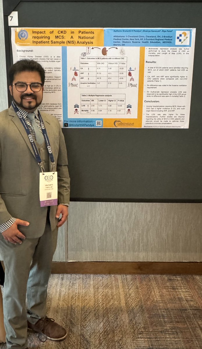Had a great time presenting our research at #CVI2024 on outcomes in #CardiogenicShock patients with  #MCS with #CKD. Great conversations, knowledge expansion &amp; make connections is the best part of presenting at a conference. Thank you <a href="/cvinnovations/">CV Innovations</a> for the opportunity.
