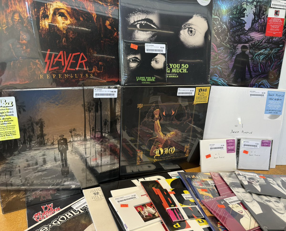 New release Friday! We’ve got a bunch of goods filling up the bins. New albums by Glass Animals, Deep Purple, Orange Goblin, reissues by Duran Duran, Mr. Bungle, Slayer, In Flames, Rolling Stones, A Day To Remember, War, Type O Negative, The Vandals, Sleep Token and more!