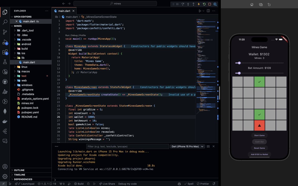 iamlordzeus's tweet photo. I made my own Mines app because I didn't want to study for my exam tomorrow and didn't want to waste real money.
#buildiInPublic https://t.co/qY9QsLySlY