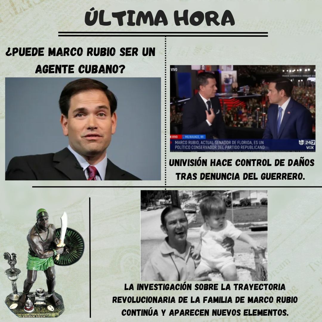 ¿Puede Marco Rubio ser un agente de #Cuba? ¿Por qué salio Univisión a hacer control de daños tras denuncia hecha por el Guerrero? Esta noche tengo las respuestas. Aparecen nuevos elementos en investigación sobre trayectoria revolucionaria de familia del senador. Hoy en YouTube.