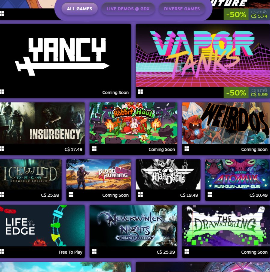 Did you know that <a href="/IAAlberta/">Interactive Arts Alberta</a>'s Alberta &amp; Beyond event is happening on Steam? Check out the following local games (and more!): 

@Kyle_Itzy - Weird-O's, Mad Devils
<a href="/BD_Games/">Basement Dweller Games</a> - Vapor Tanks
<a href="/nwinteractive/">New World Interactive</a> - Insurgency

#followFriday