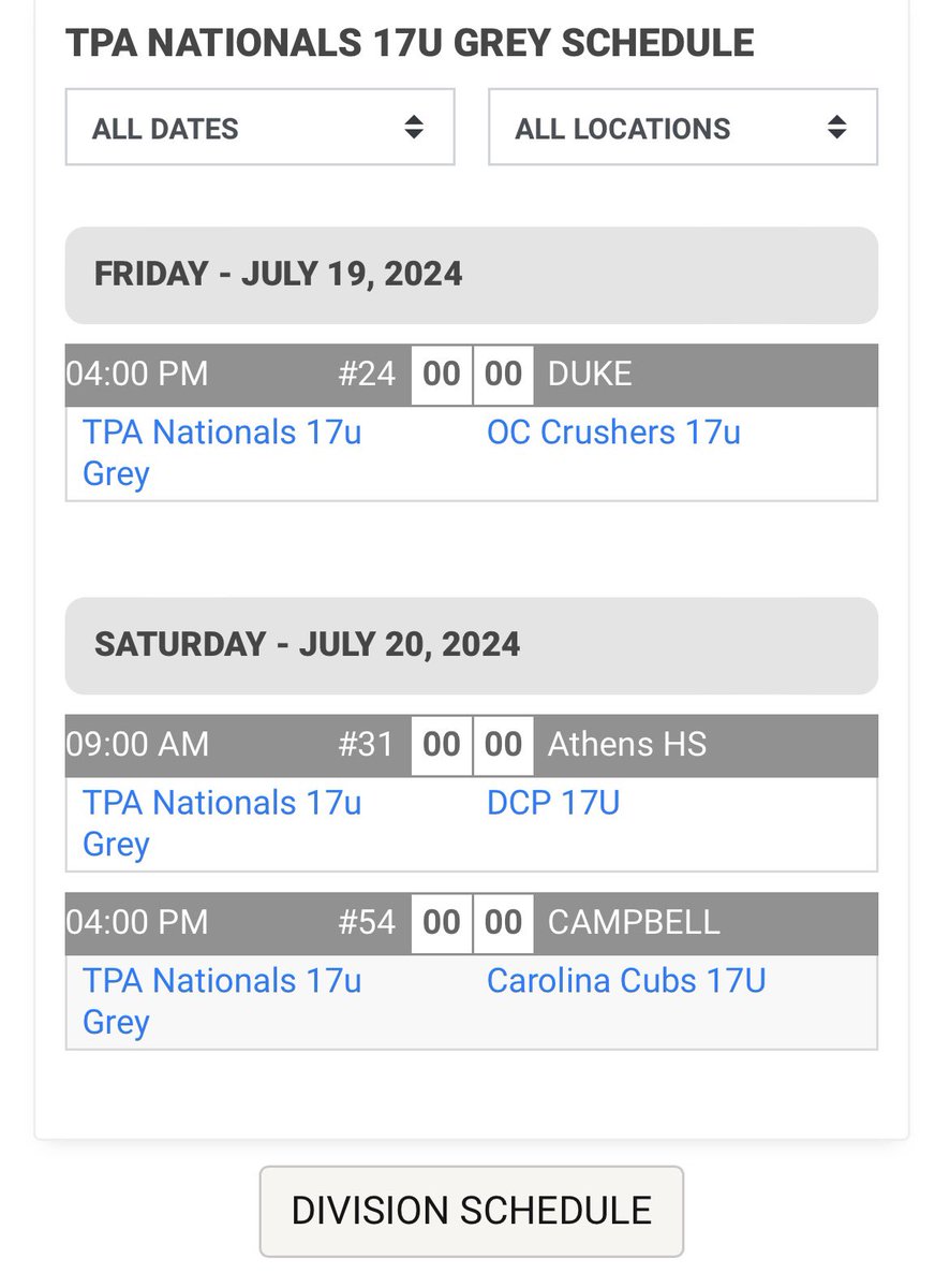 Our 17u Prime schedule for this weekend!

#NatsOnTop | #OakleyPrizm