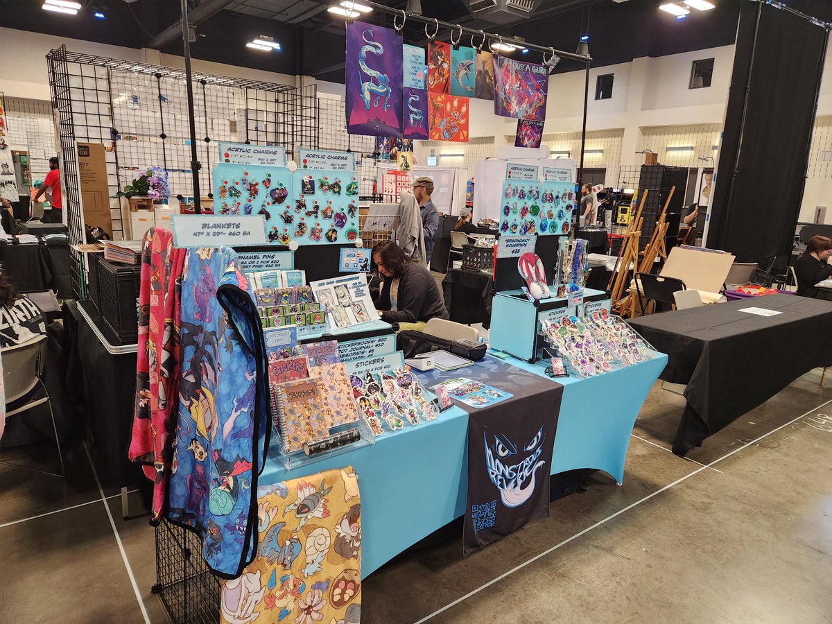 MonstrousShop's tweet photo. Come see me at @classicgamefest  in Austin, Texas!! Table 646 :) Right next to my pal @Tezzy_Arts !

Got some new blankets, stickerbooks and charms! <3 https://t.co/hGDanFGeW5