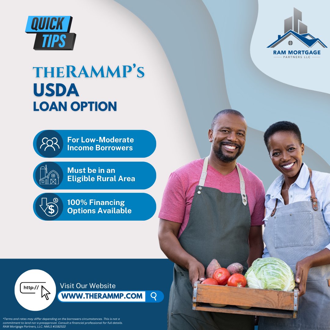 RAMMortgage's tweet photo. Rural living dreams? 🏡 USDA loans offer 100% financing, making homeownership more accessible for eligible borrowers in rural areas. Let's explore your options! https://t.co/FAvy54HRT8

#USDAloans #ruralliving #theRAMMP

NMLS #1582522 https://t.co/S6x7cYw4gB