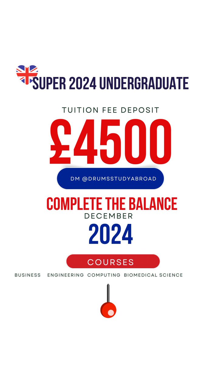 drumstudyabroad's tweet photo. For Bsc candidates. This is a great option. Total tuition fee deposit £9000. 

Share &amp; retweet https://t.co/tt6S6P2nSJ https://t.co/wSOuXZbg0N
