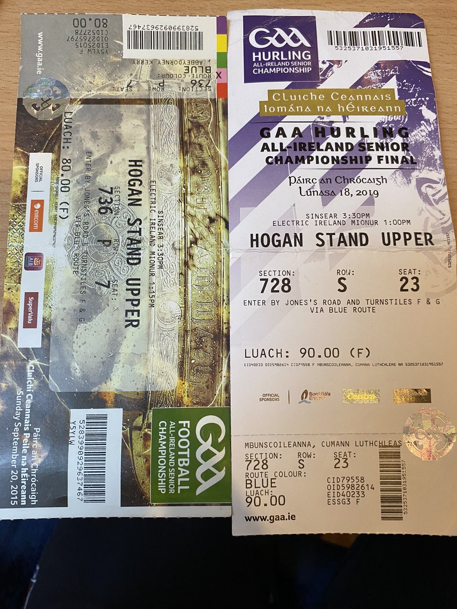 Aido_L's tweet photo. We’ve gone from this to a sheet of paper with a QR code on it as a ticket to an All Ireland final. We’ve devalued our own games. Get rid of Ticketmaster and at least put some fucking effort in if you’re going to charge €100. https://t.co/cucpKGXEFL