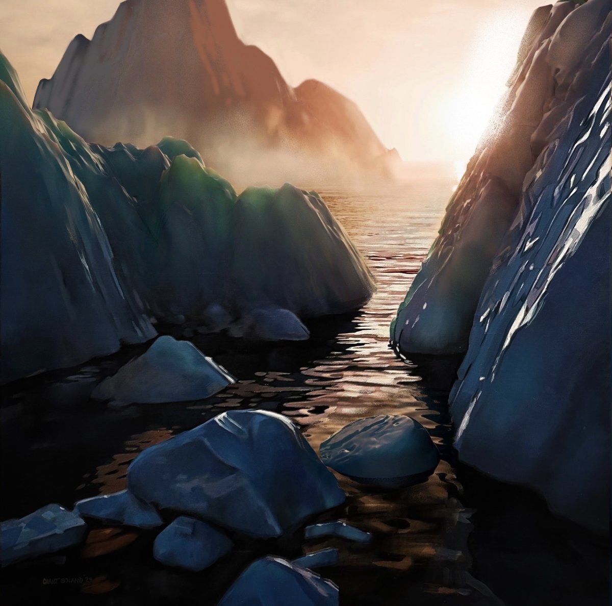 Migration of Mountains 
oil on panel