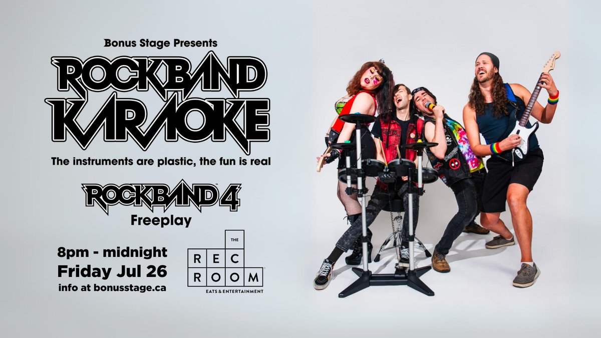Next week, get your chops ready for the best group rhythm game experience at The Rec Room Burnaby! Rockband Karaoke puts the fun of Rockband 4 on a real stage with over 1500 songs to play. Bring your friends or make some new ones and be a Rockband!