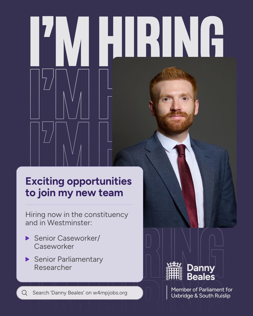 Come join my team in Parliament &amp; the constituency office as we champion Uxbridge and South Ruislip  🌹 

Find out more about the roles at 👉🏼w4mpjobs.org